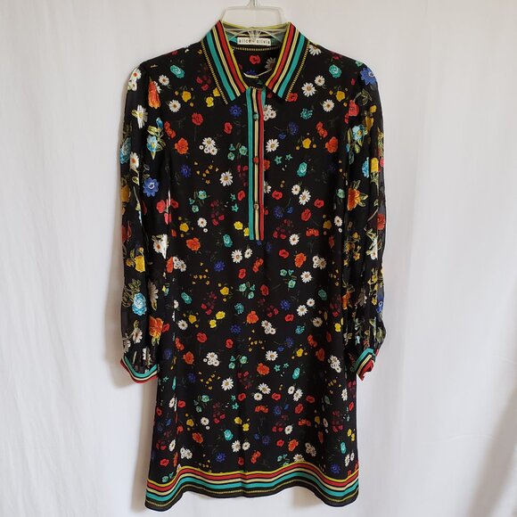 Alice + Olivia Dresses & Skirts - Alice & Olivia - Black and Multi Color Floral Lined Dress.  Size Small